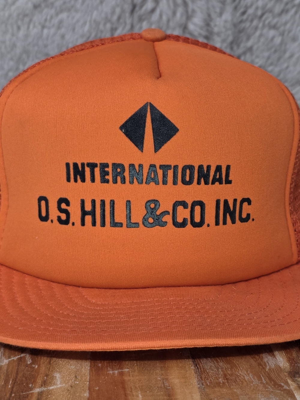 Vintage O.S. Hill & Co. International Orange Mesh Trucker Hat